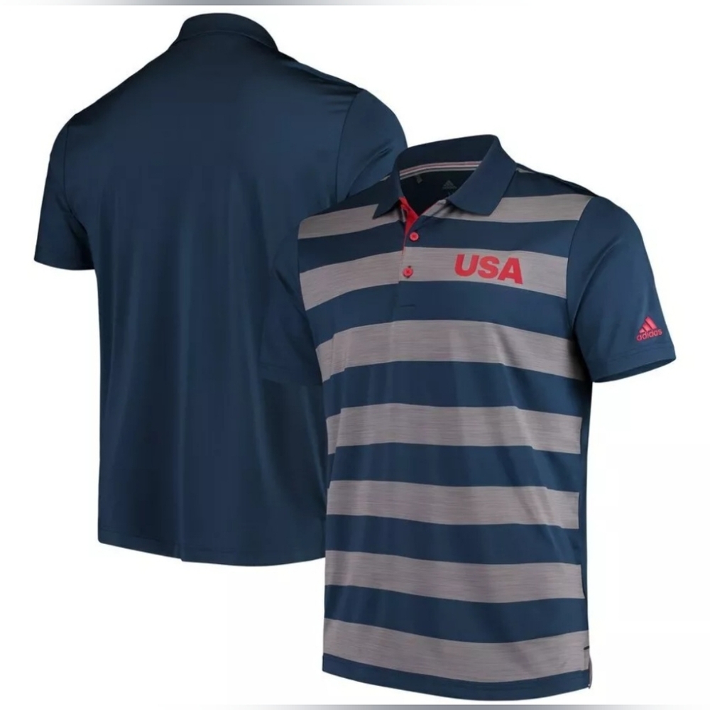 Adidas Ultimate 365 USA Golf Blue Striped 2018 Polo Shirt Men's XXL - Picture 8 of 8